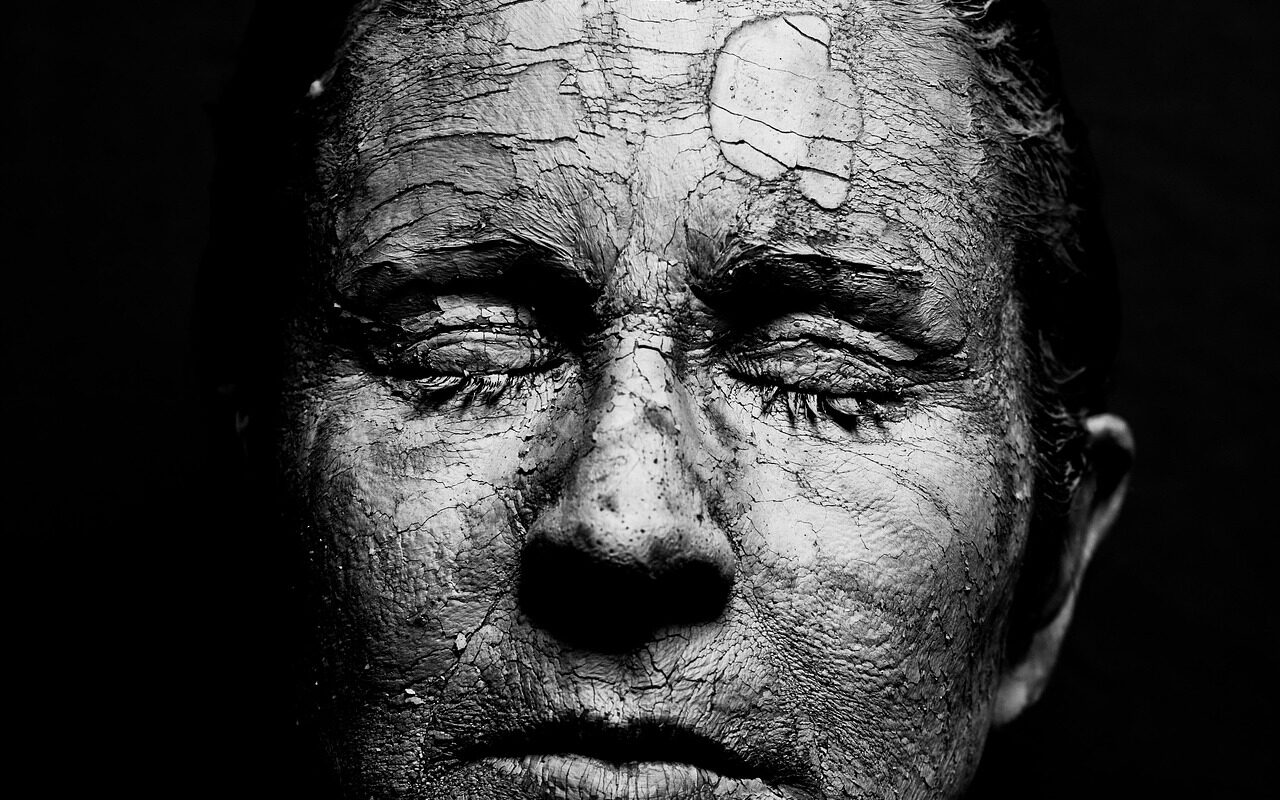 woman, dry skin, face, cracks, portrait, black and white, dry skin, dry skin, dry skin, dry skin, dry skin